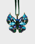 Mini butterfly ornament boxed set of two, sapphire