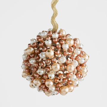 Multi pearl ball ornament, champagne and topaz