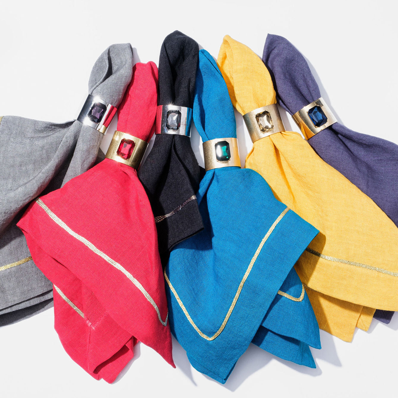 Single gem napkin rings, bright red, set of two