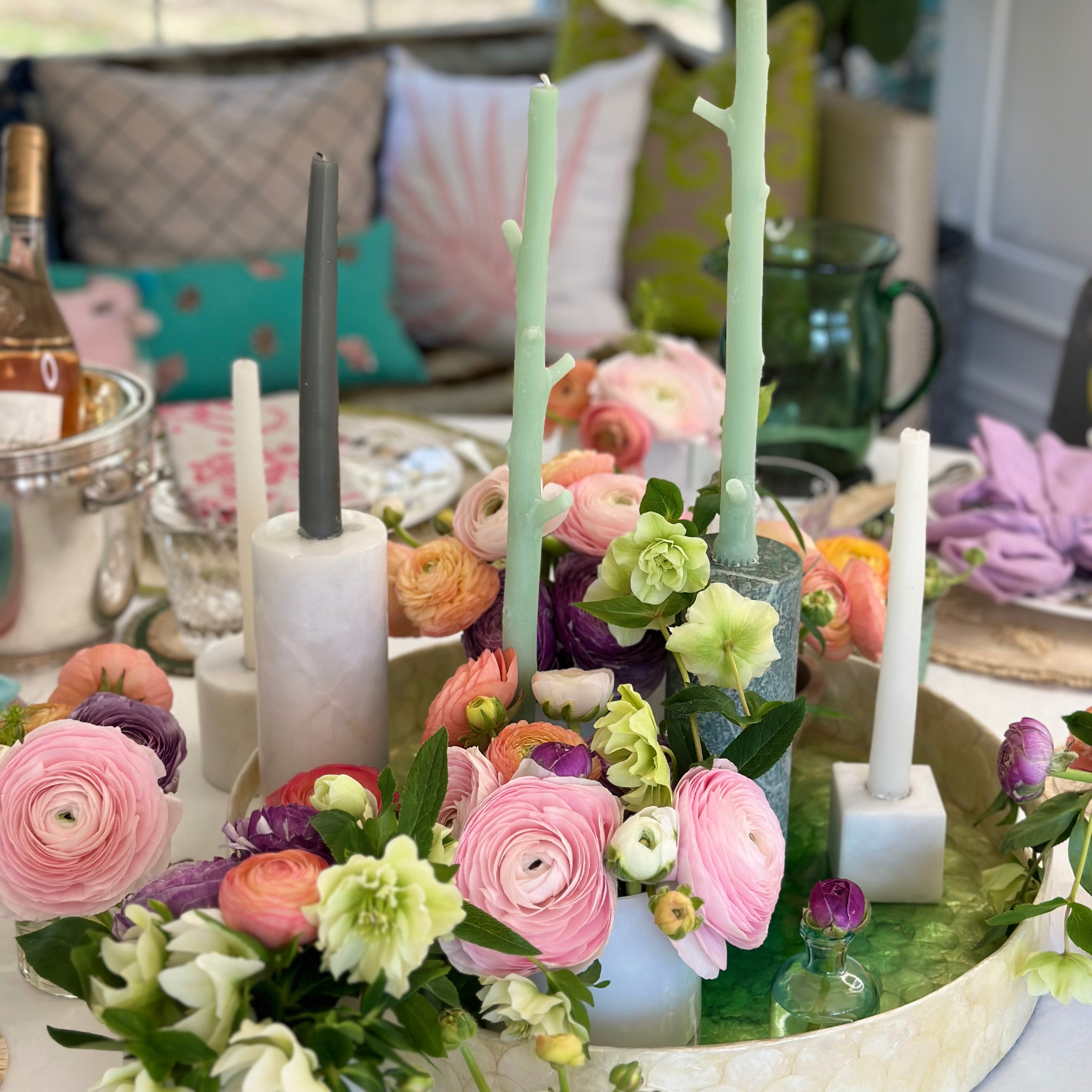 Large ombre capiz tray, green