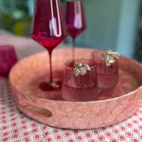 Large ombre capiz tray, pink