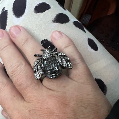 Sparkle bee cocktail ring, hematite