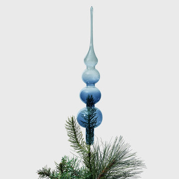 Glass bubble tree topper, navy and grey