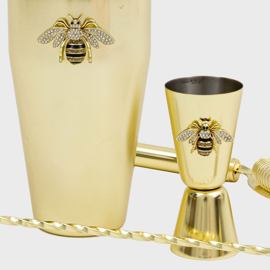 Stripey bee cocktail shaker set