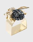 Large sparkle bee napkin ring, navy, set of four