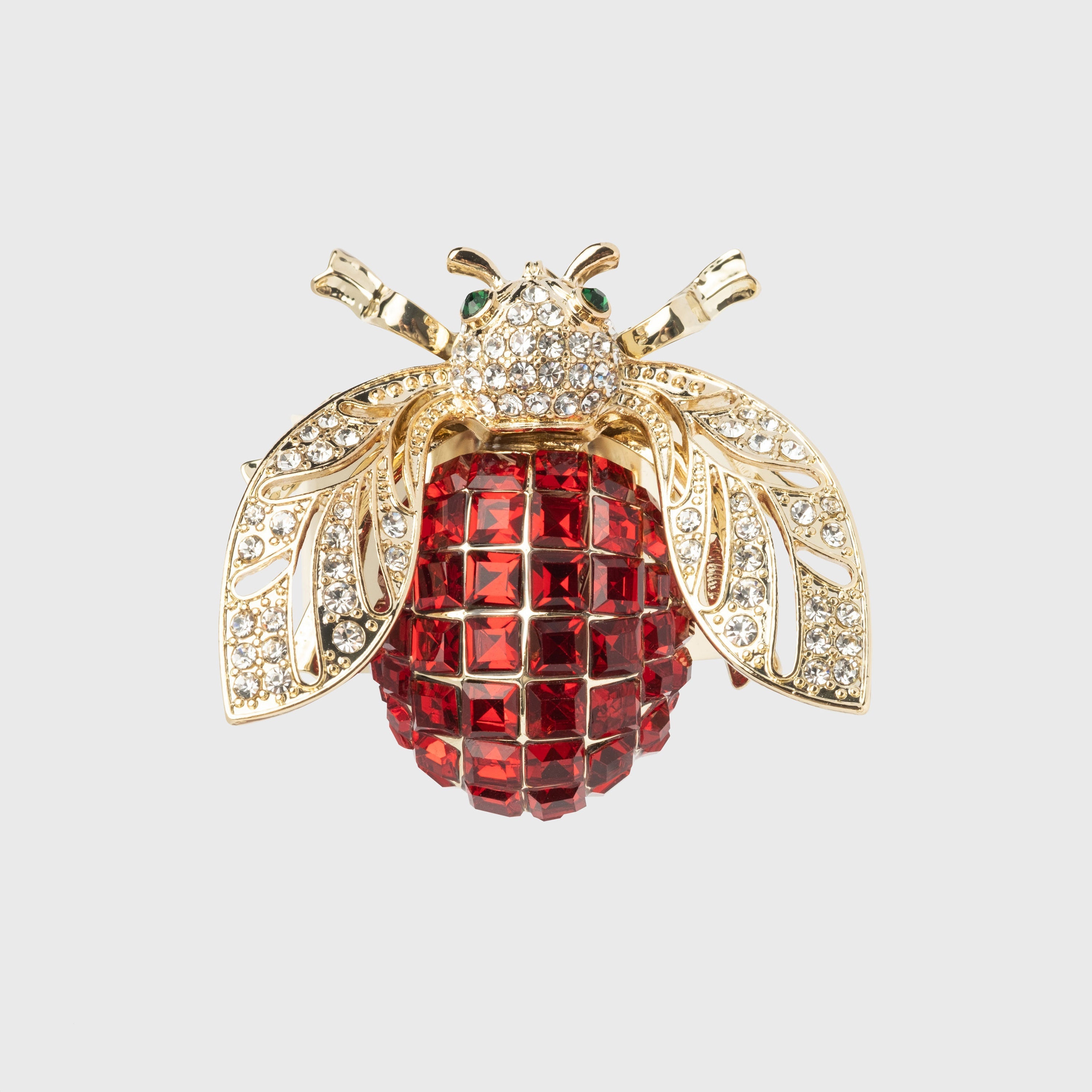 Large sparkle bee napkin ring, ruby, set of four