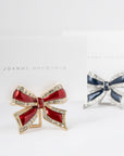 Enamel bow placecard holders, navy, set of four