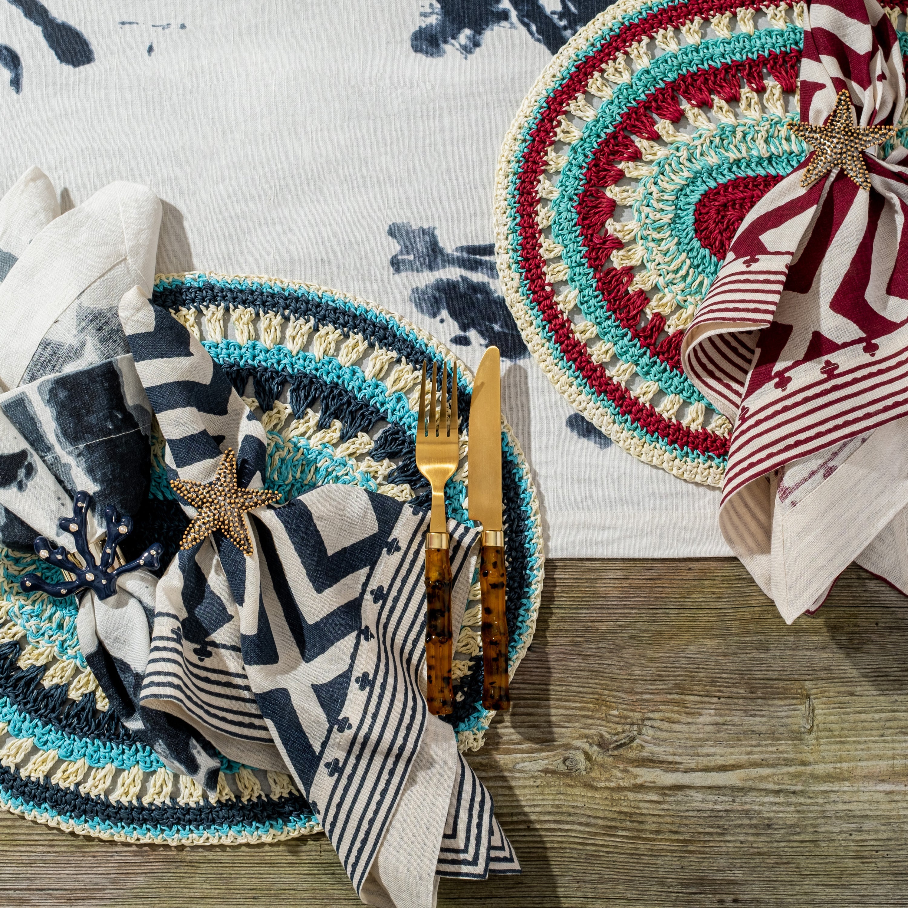 Brushstroke table runner, indigo