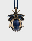 Vintage bug hanging ornament, lapis lazuli