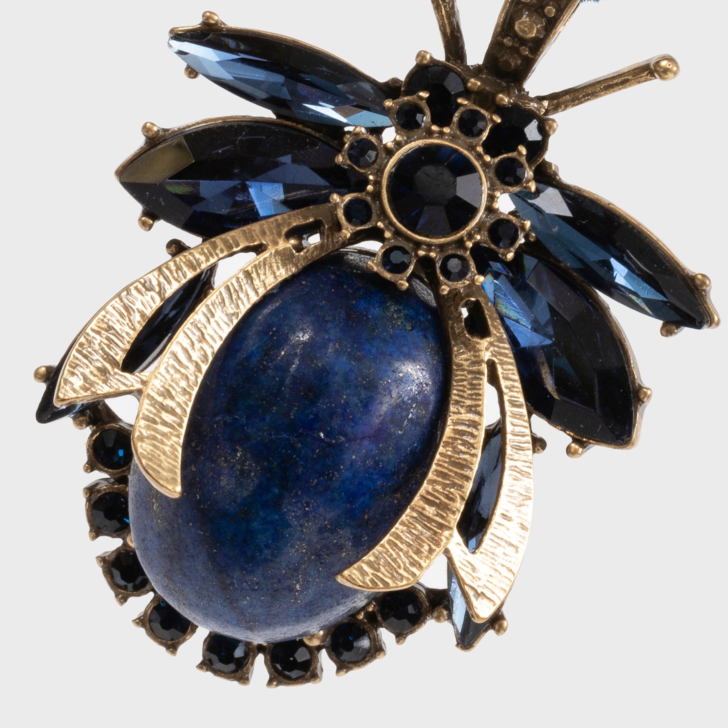 Vintage bug hanging ornament, lapis lazuli