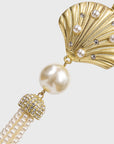 Seashell and pearl tassel hanging ornament