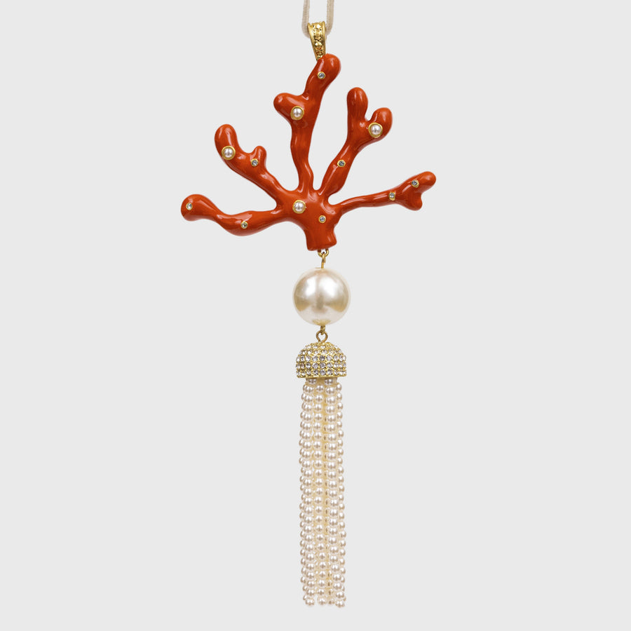 Coral tassel hanging ornament, coral