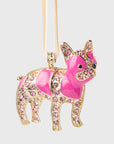 Vanderpump Dogs x JB pink pug hanging ornament look