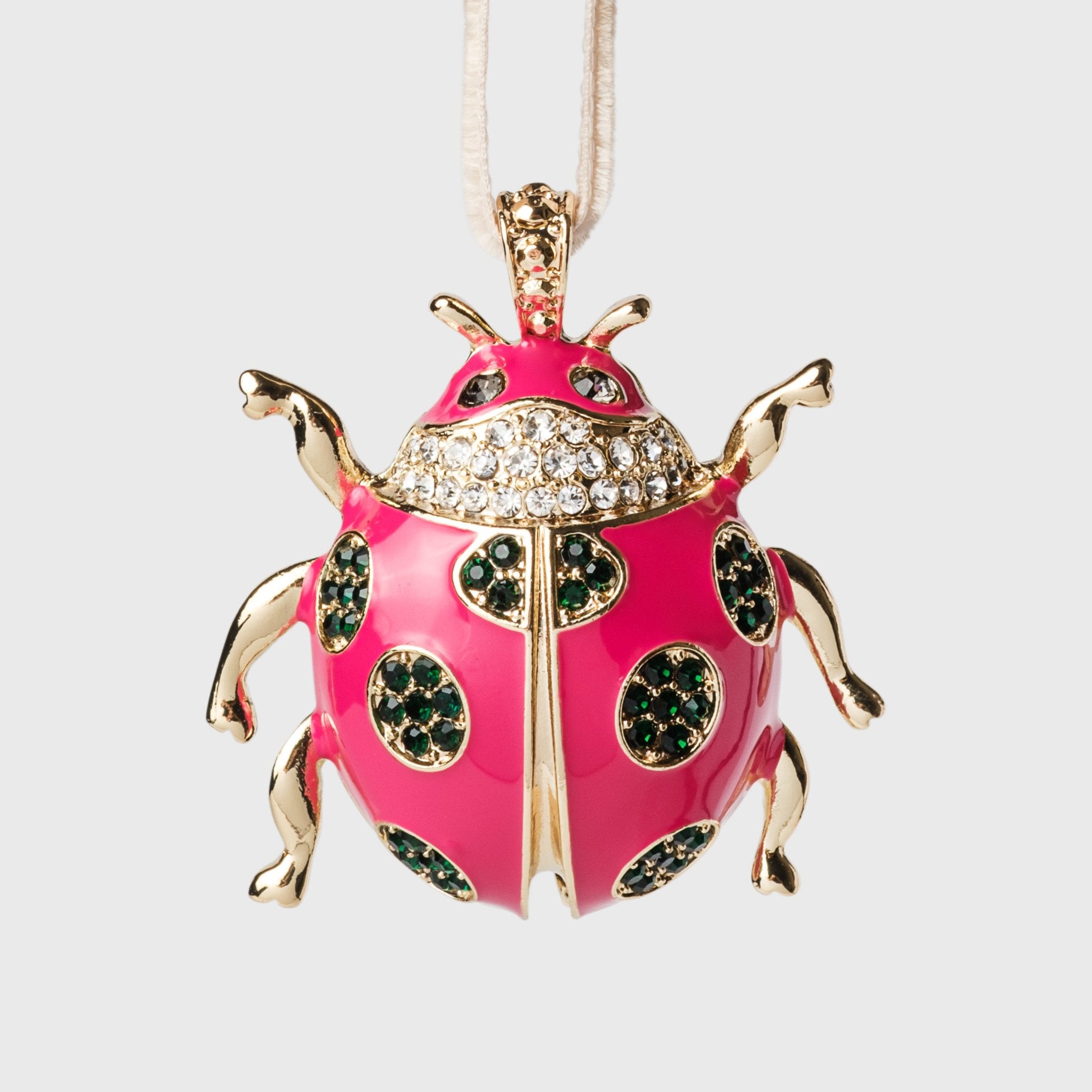 Ladybug hanging ornament, pink