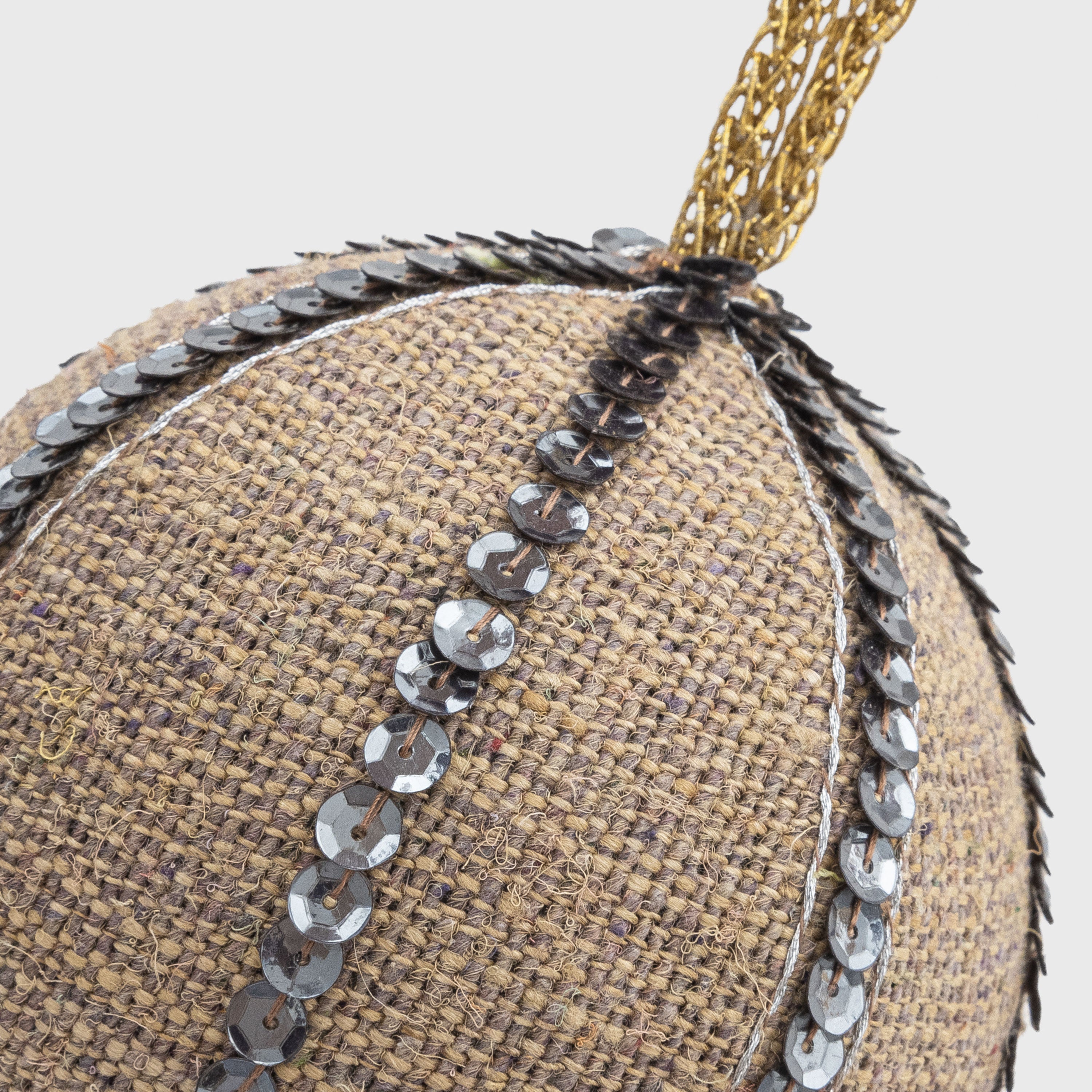 Large slub linen sequin ball, natural