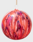 Feather paint large glass balls, red, set of two