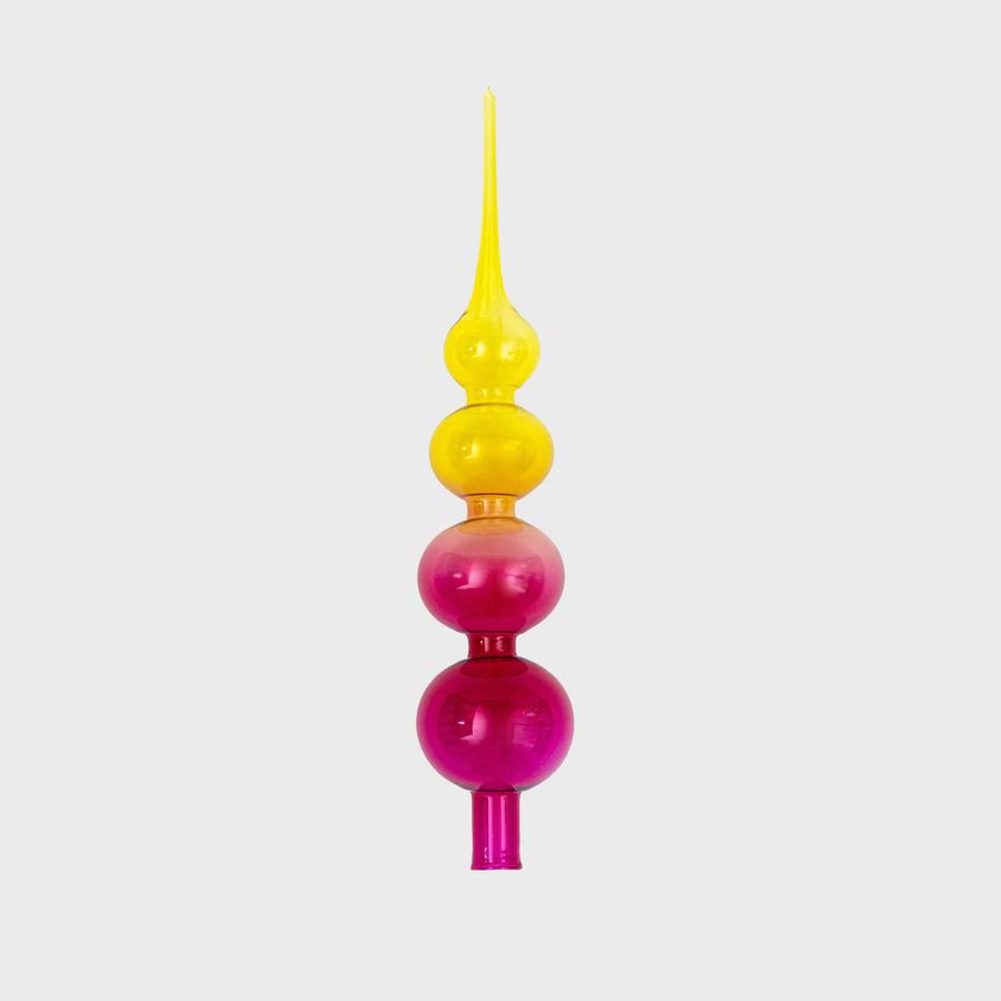 Glass bubble ombre tree topper, pink and citrine