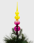 Glass bubble ombre tree topper, pink and citrine