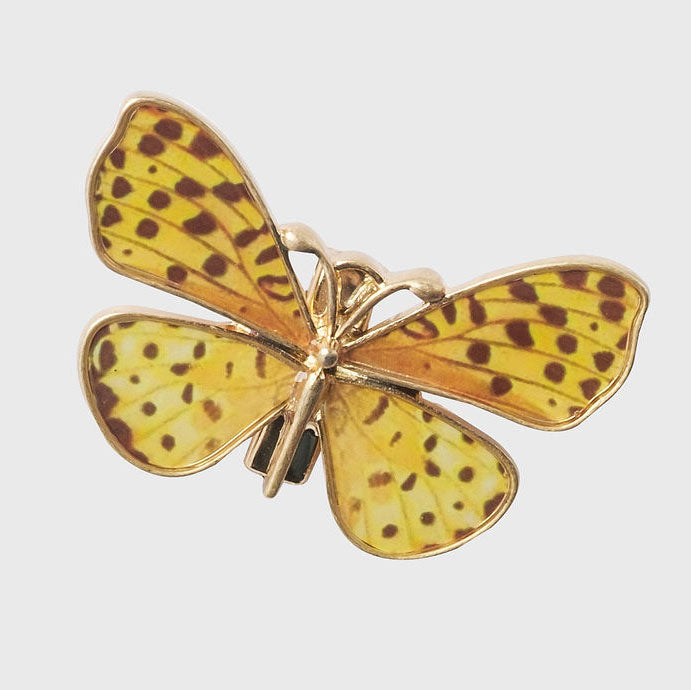 Painterly butterfly mini clips, yellow, set of five