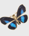 Painterly butterfly mini clips, blue, set of five