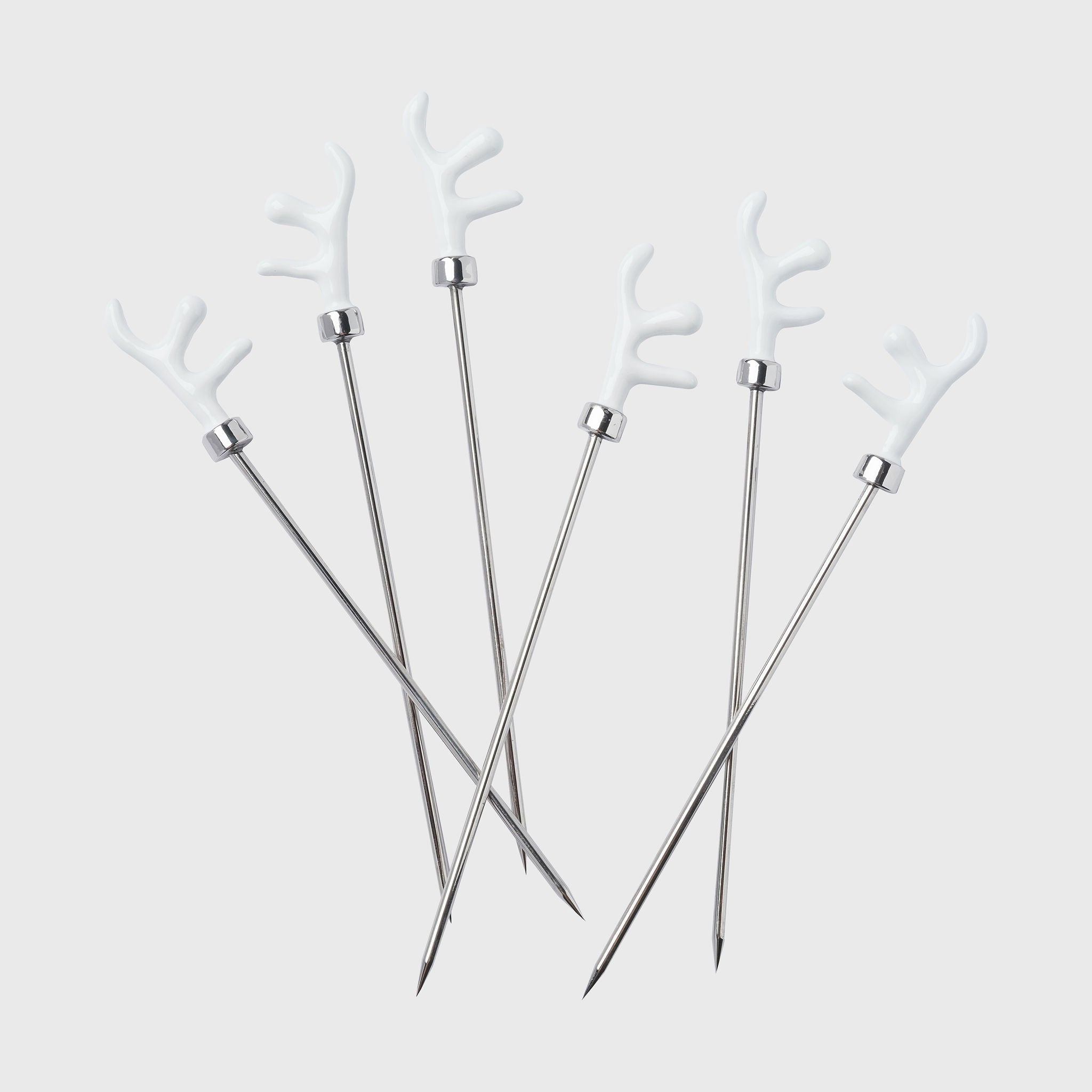 Coral cocktail picks, white