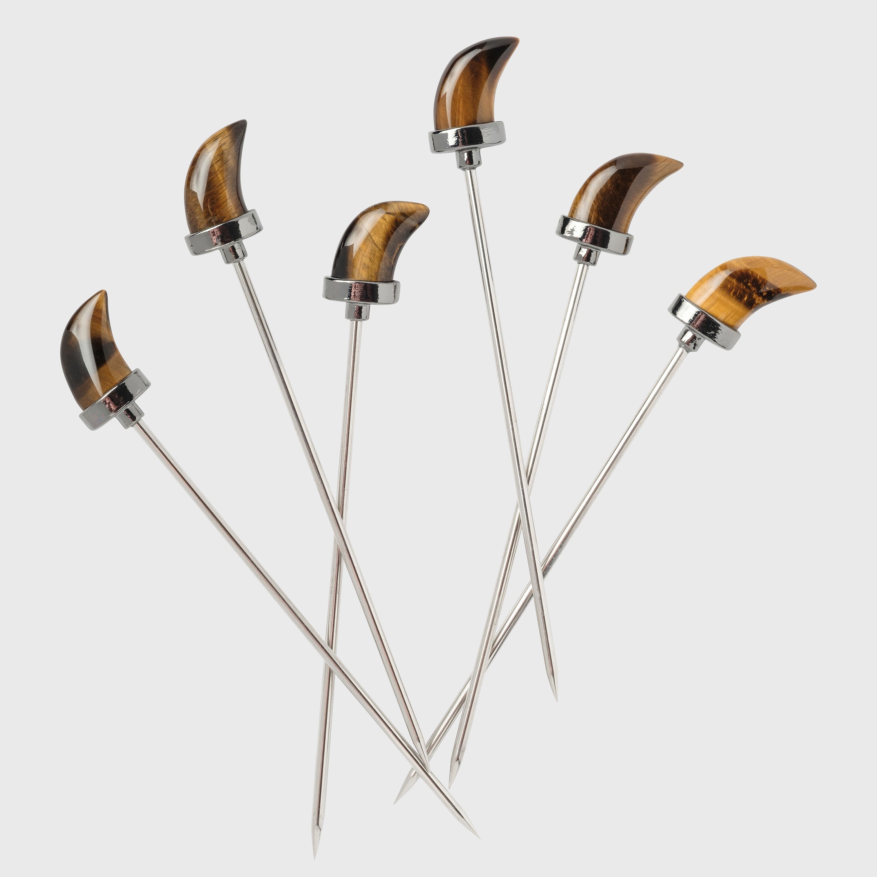 Horn cocktail picks, tigers eye