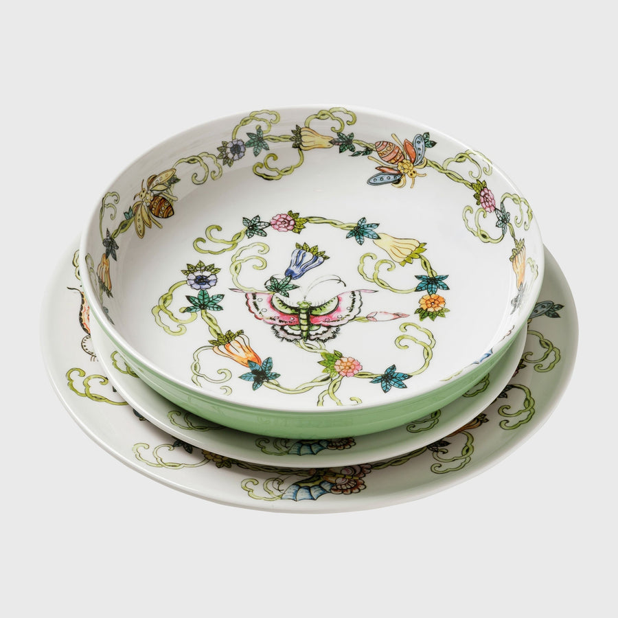 Butterfly and bees salad plates, set of four