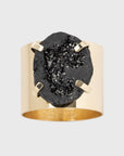 Druzy napkin rings, gold with black, set of two