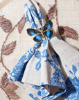 Garden print napkin, blue, set of two