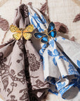 Painterly butterfly napkin rings, blue, set of four