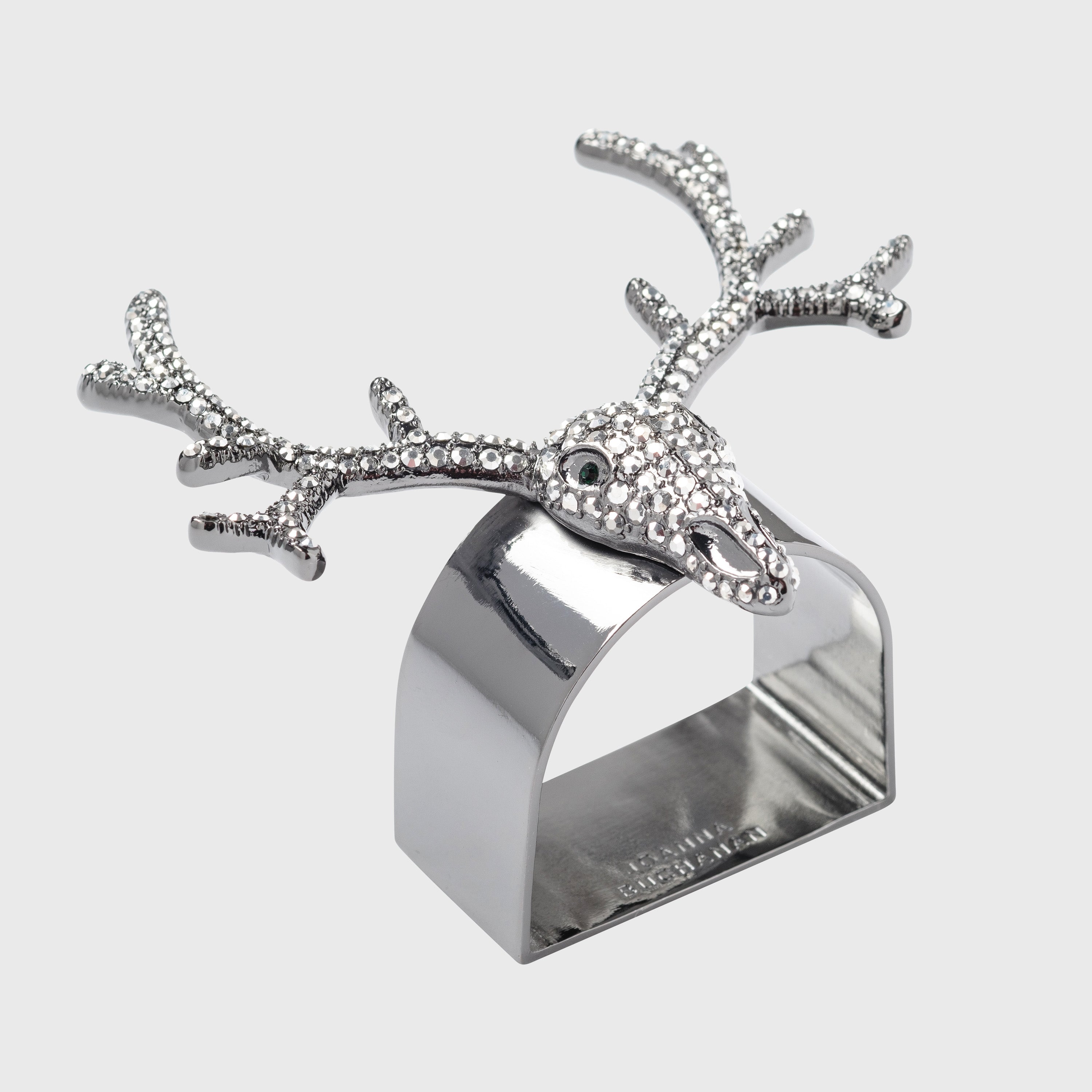 Antler napkin rings, hematite, set of four