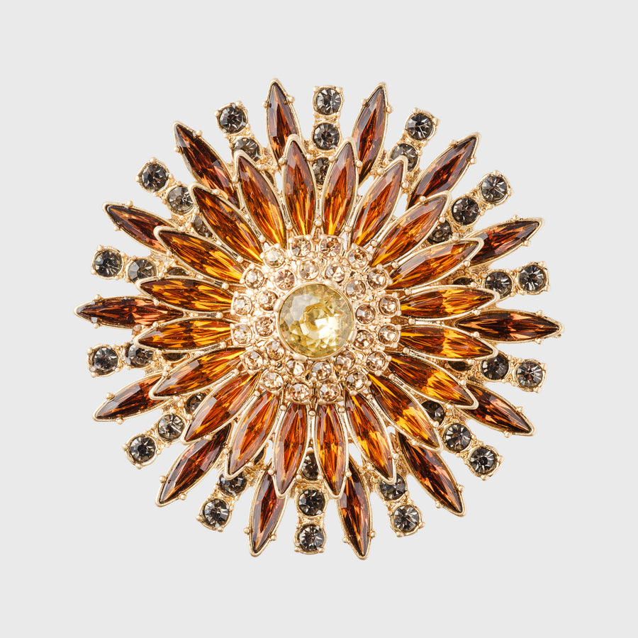 Jewel flower napkin ring, amber, set of four