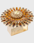 Jewel flower napkin rings, amber, set of four