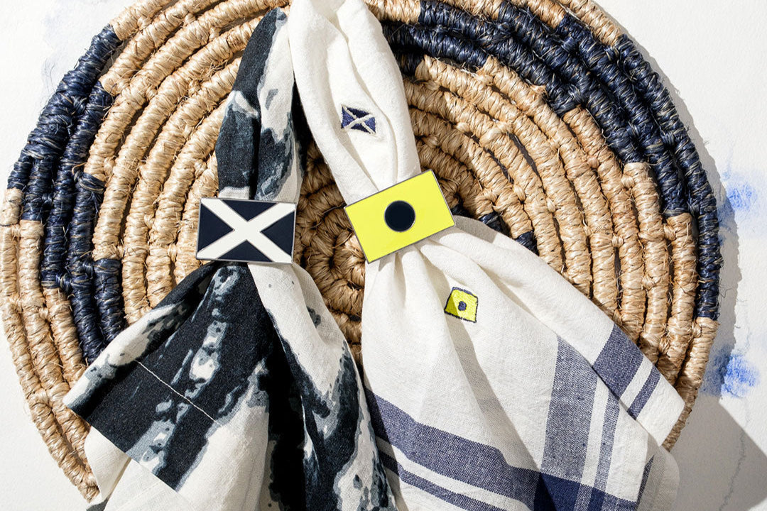 Natural swirl placemats, indigo, set of four