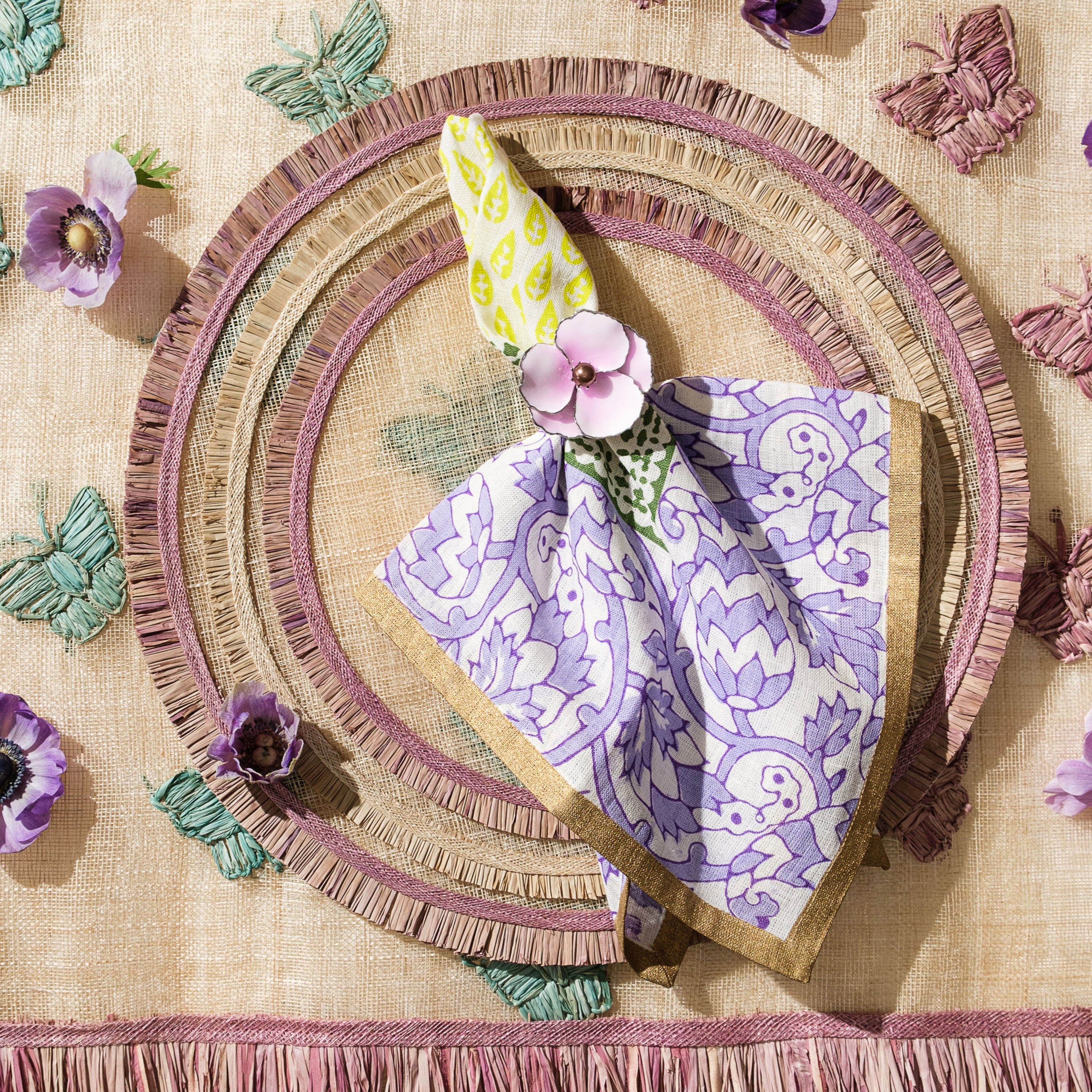 Straw ombre butterfly table runner