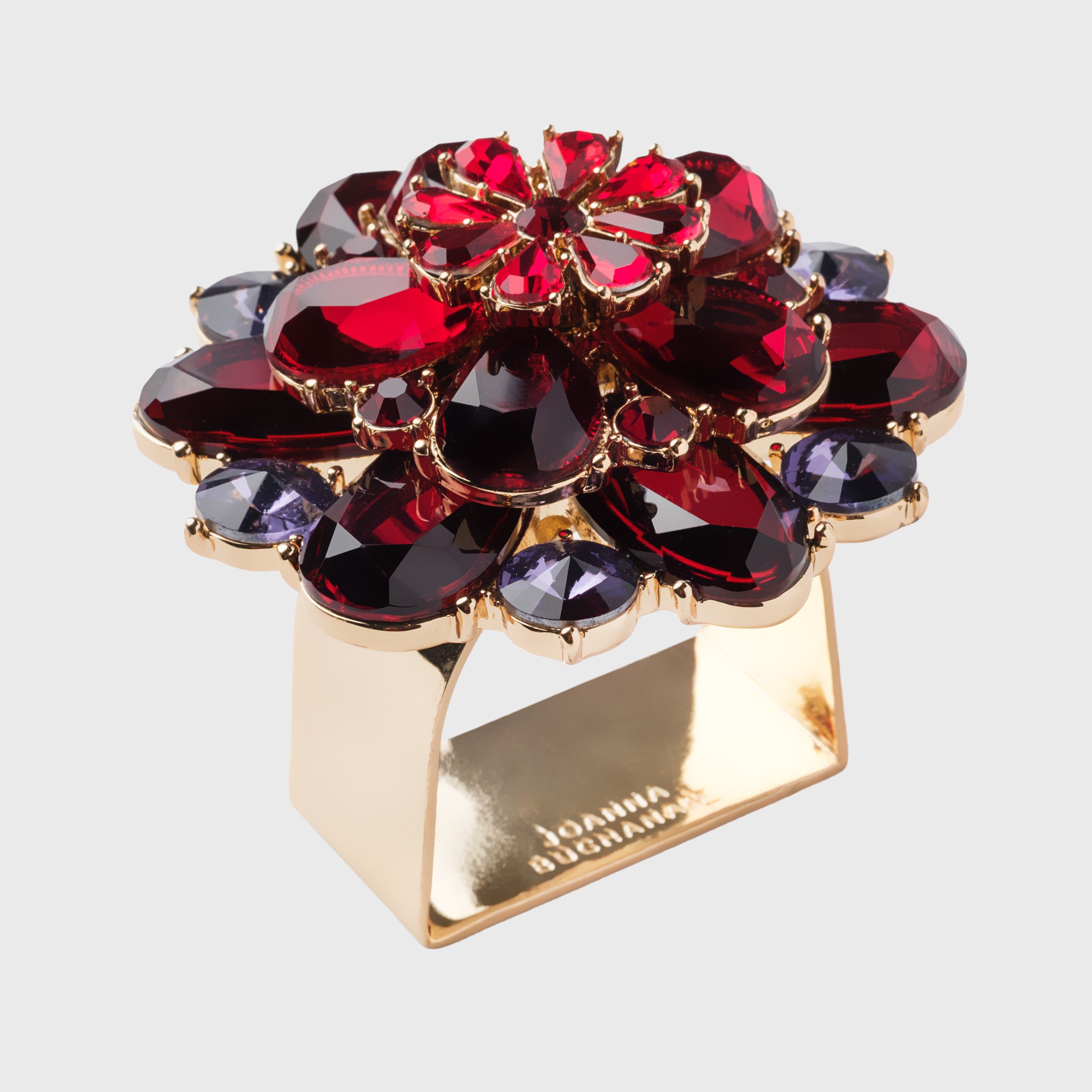 Candy flower napkin rings, ruby, set of four