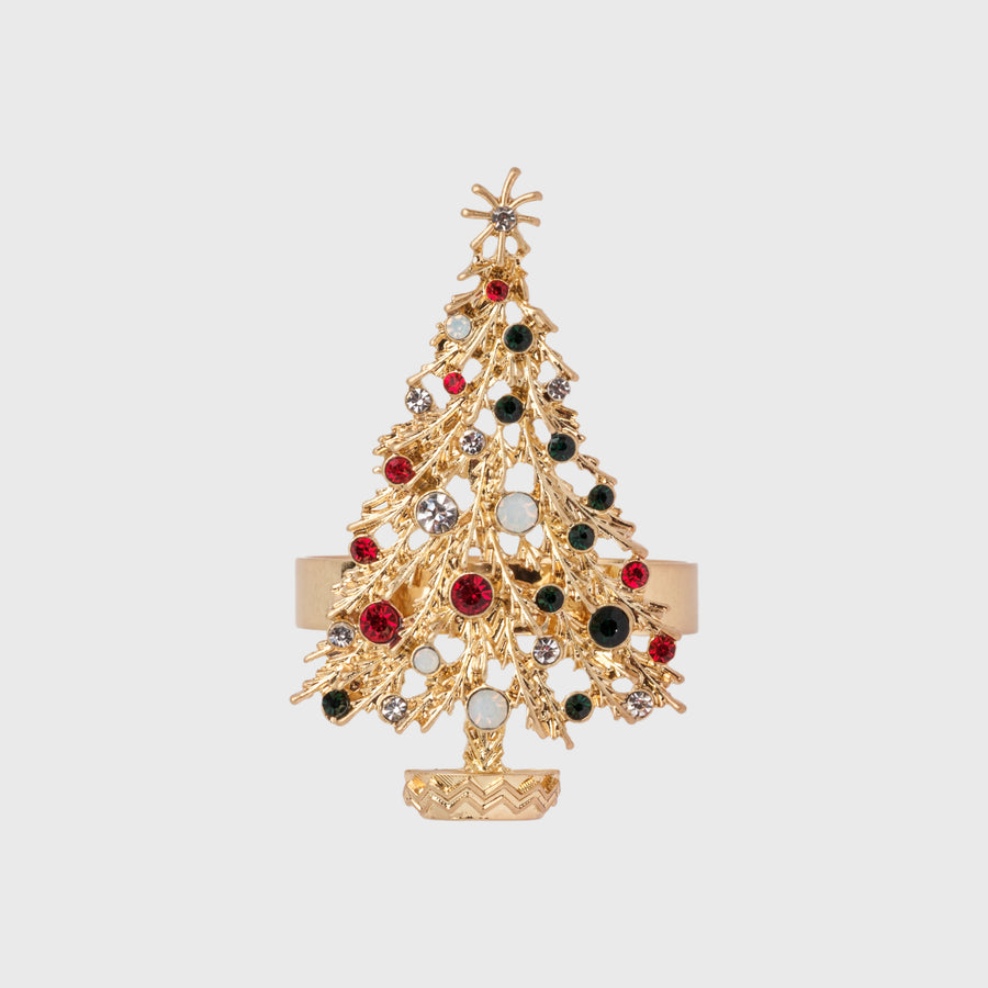 Jolly Christmas tree skinny napkin rings, set of four