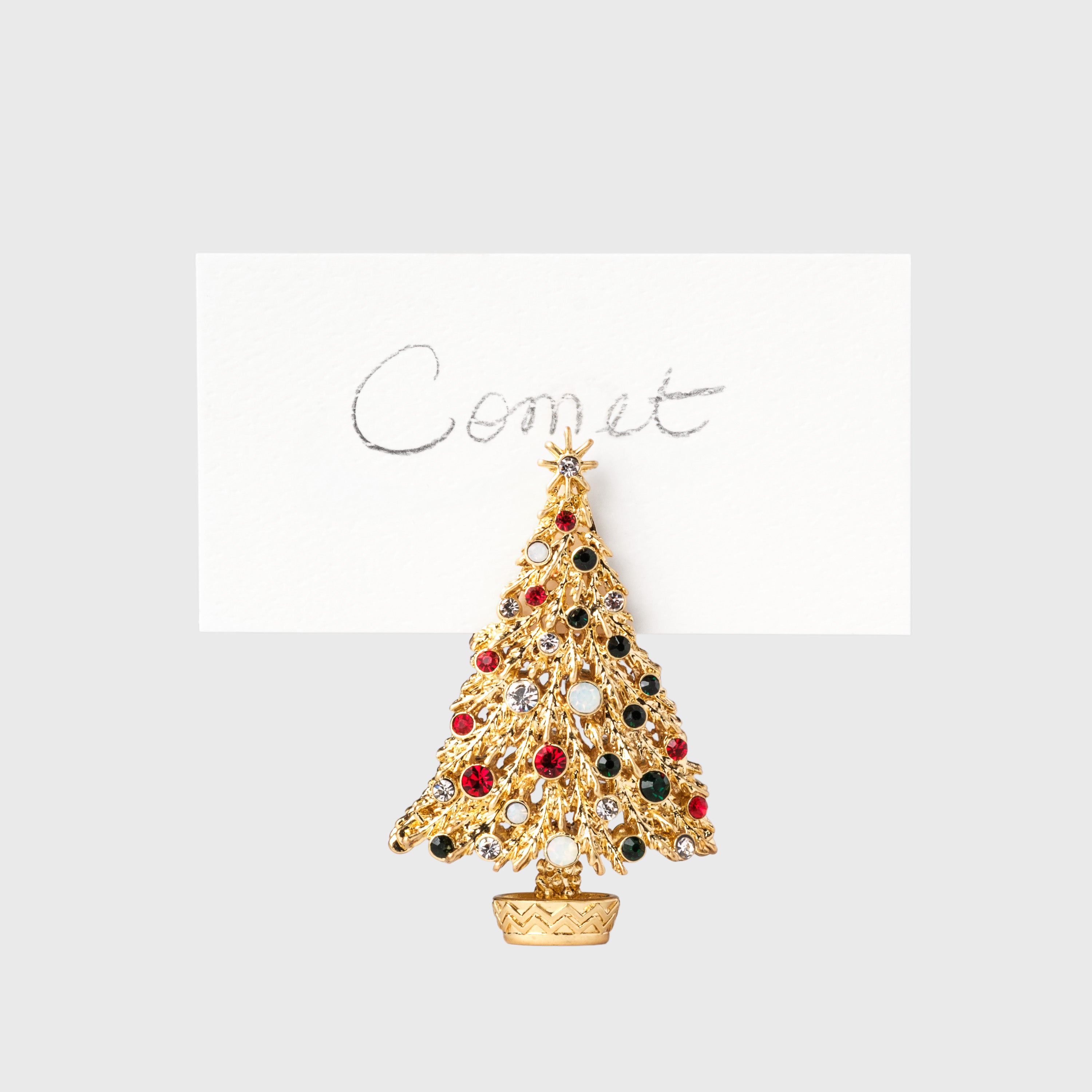 Jolly Christmas tree placecard holders, set of four