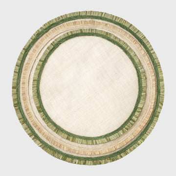 Ruffle edge straw placemats, green, set of four