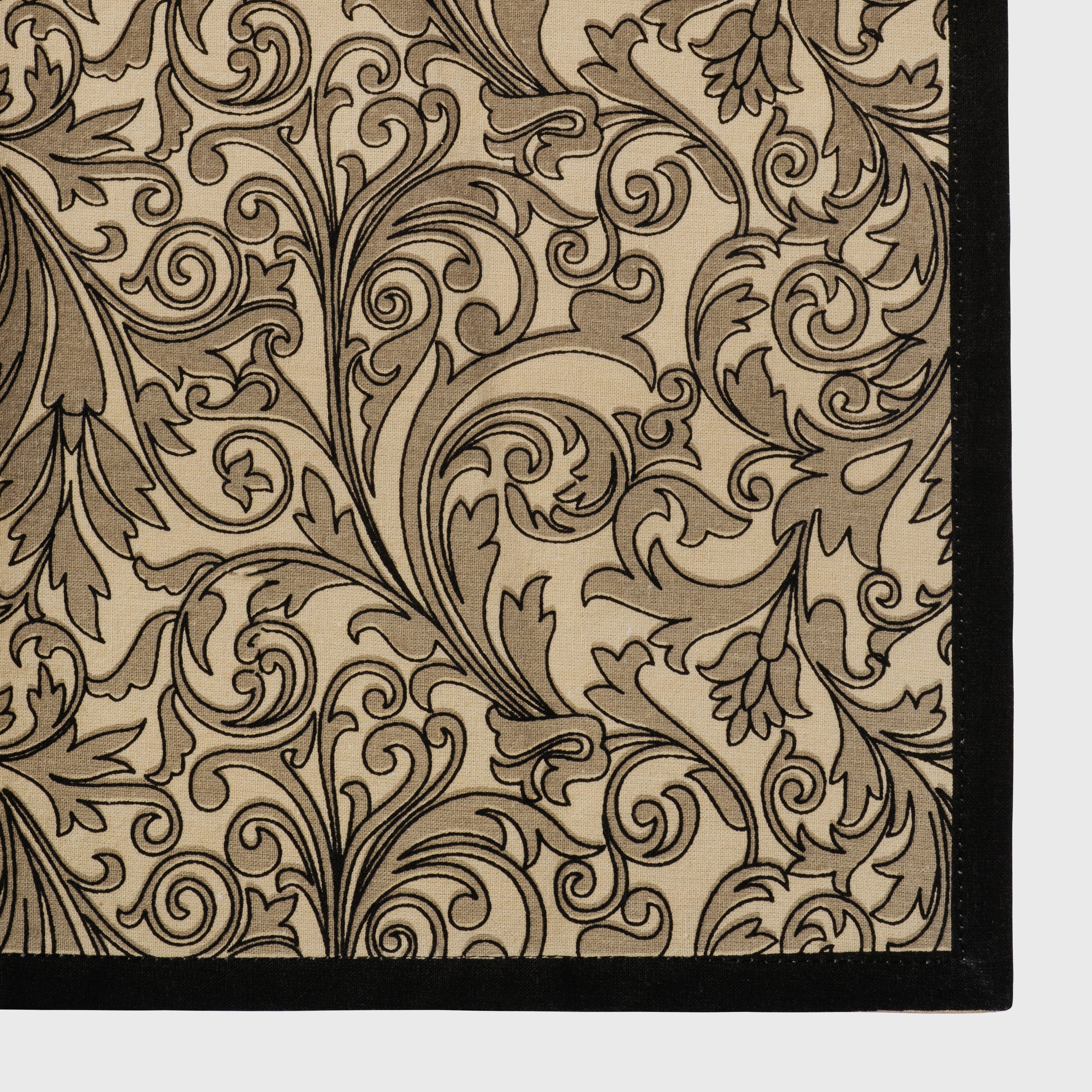 Damask print tablecloth, black
