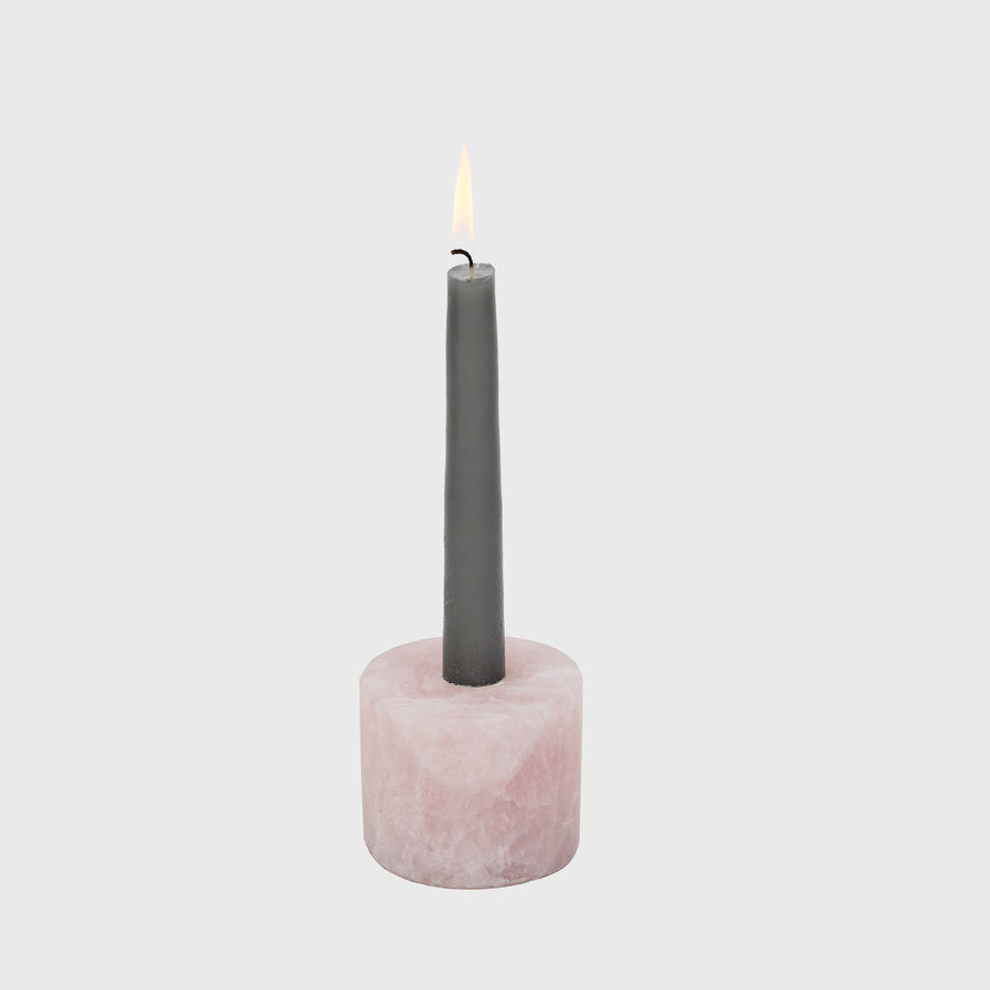 Pedestal candlestick, rose quartz