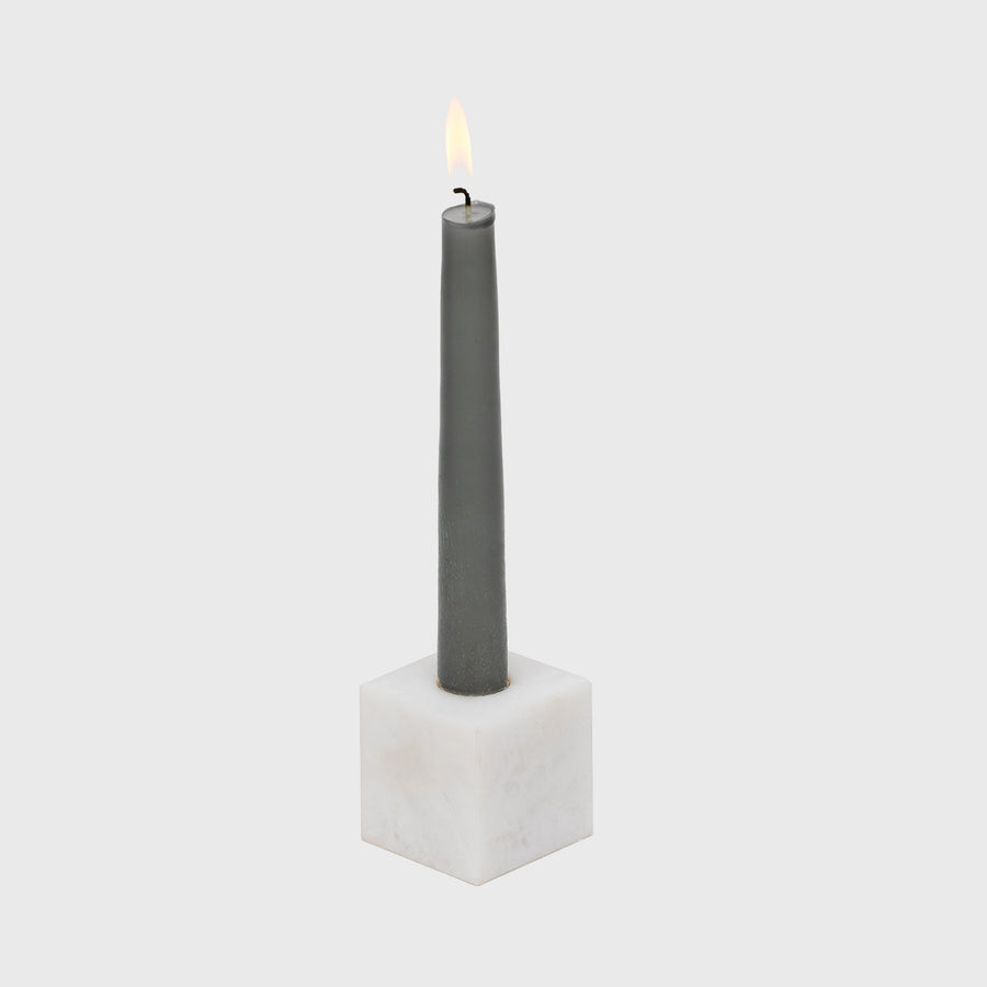 Cube candlestick, white quartz