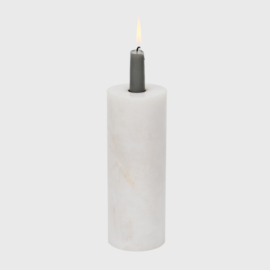 Column candlestick, white quartz