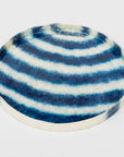 Extra large striped capiz tray, blue