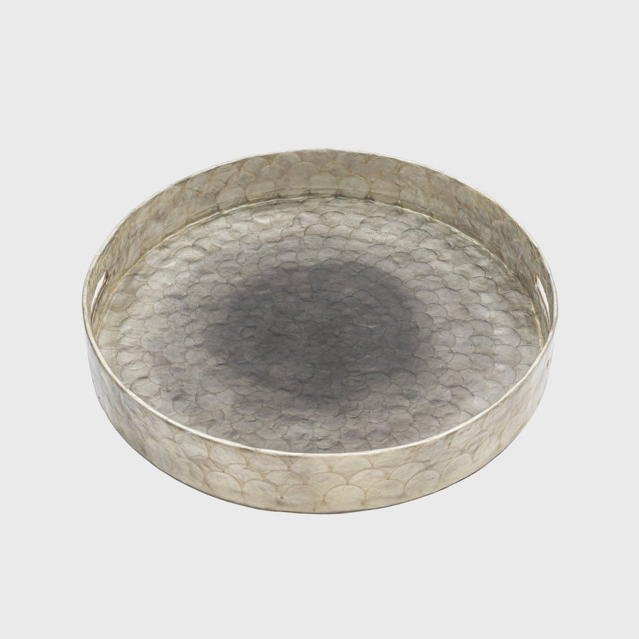Large ombre capiz tray, grey