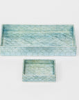 Capiz trays, aqua blue , set of two
