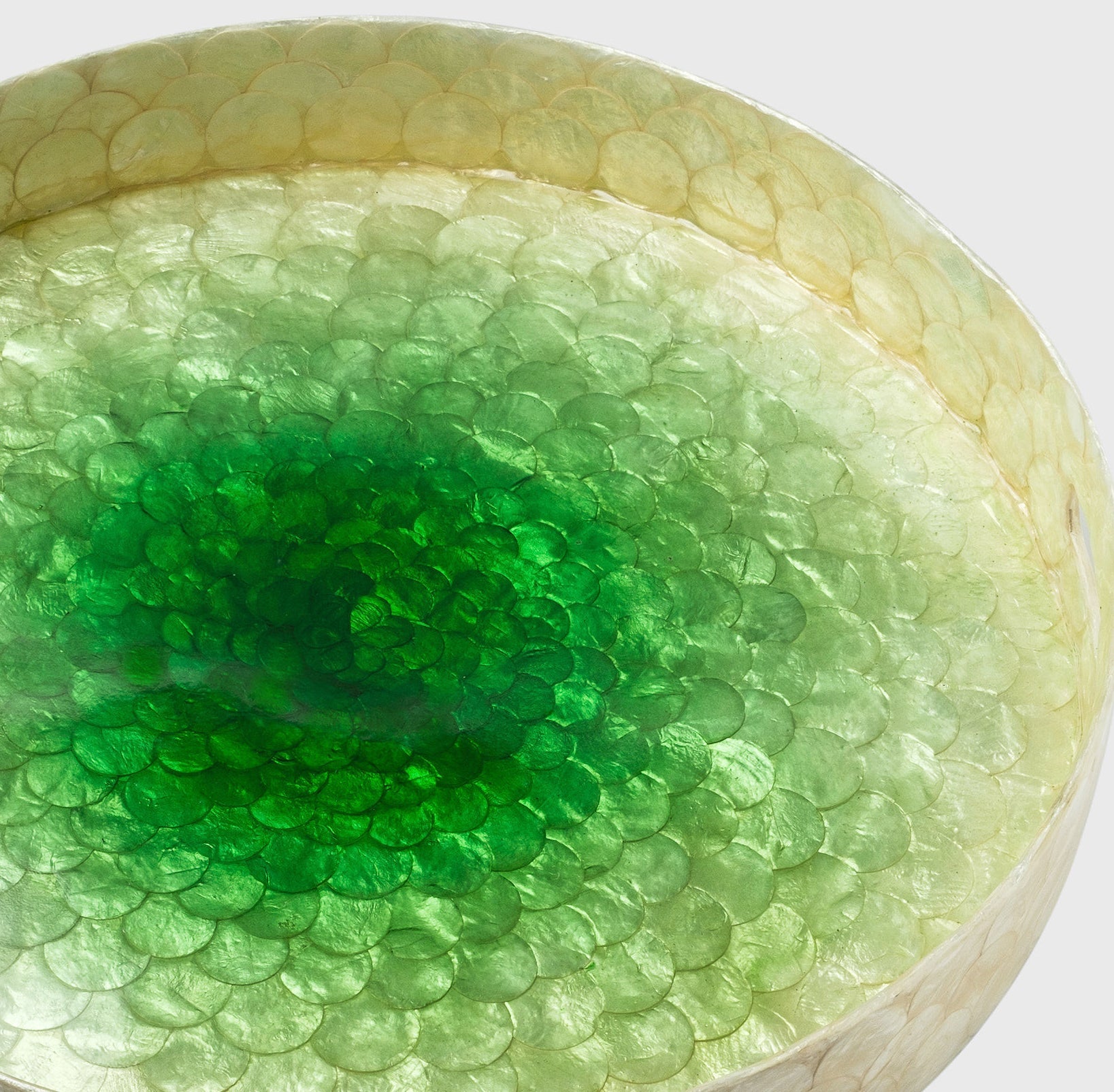 Large ombre capiz tray, green