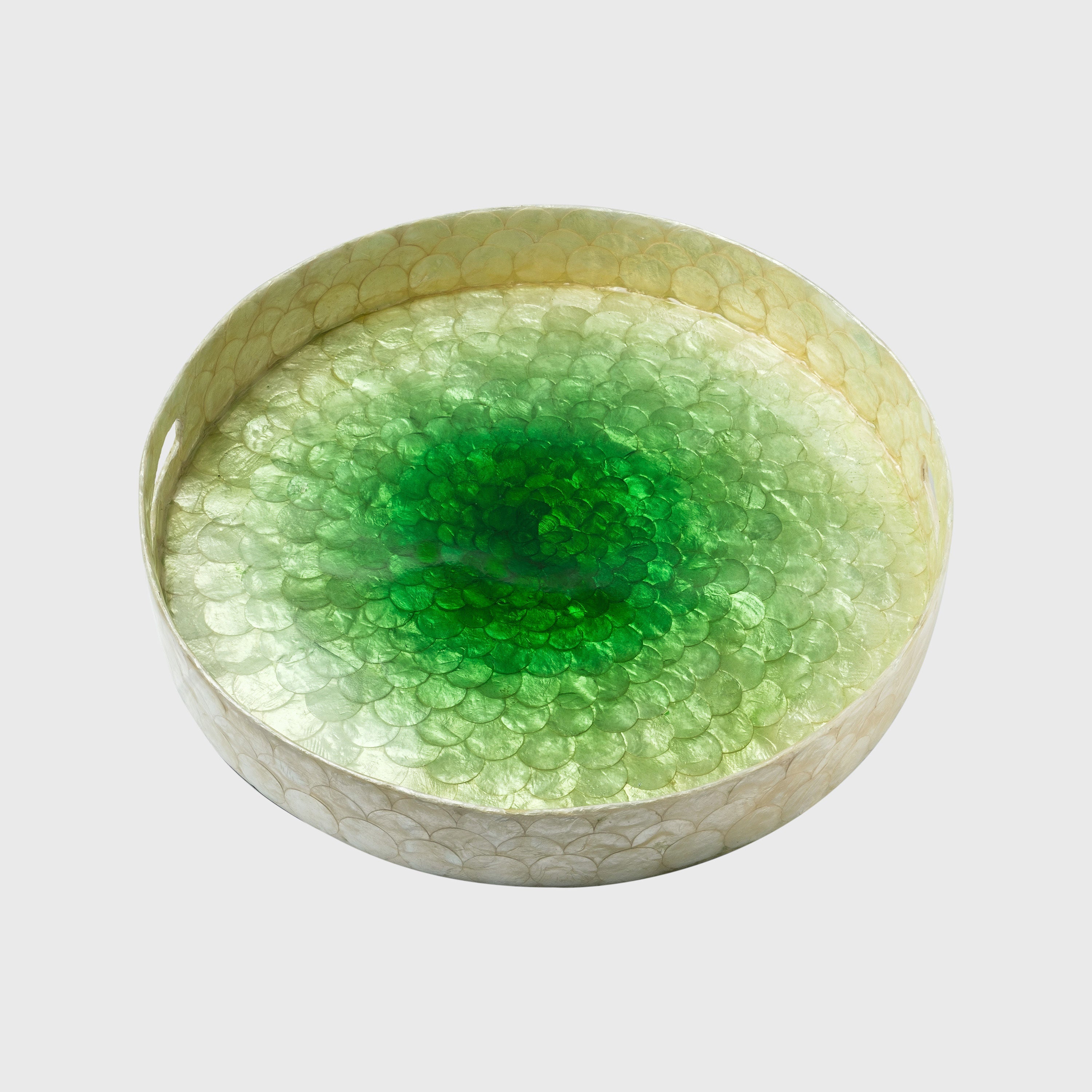 Large ombre capiz tray, green