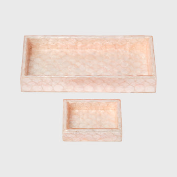 Capiz trays, pink, set of two