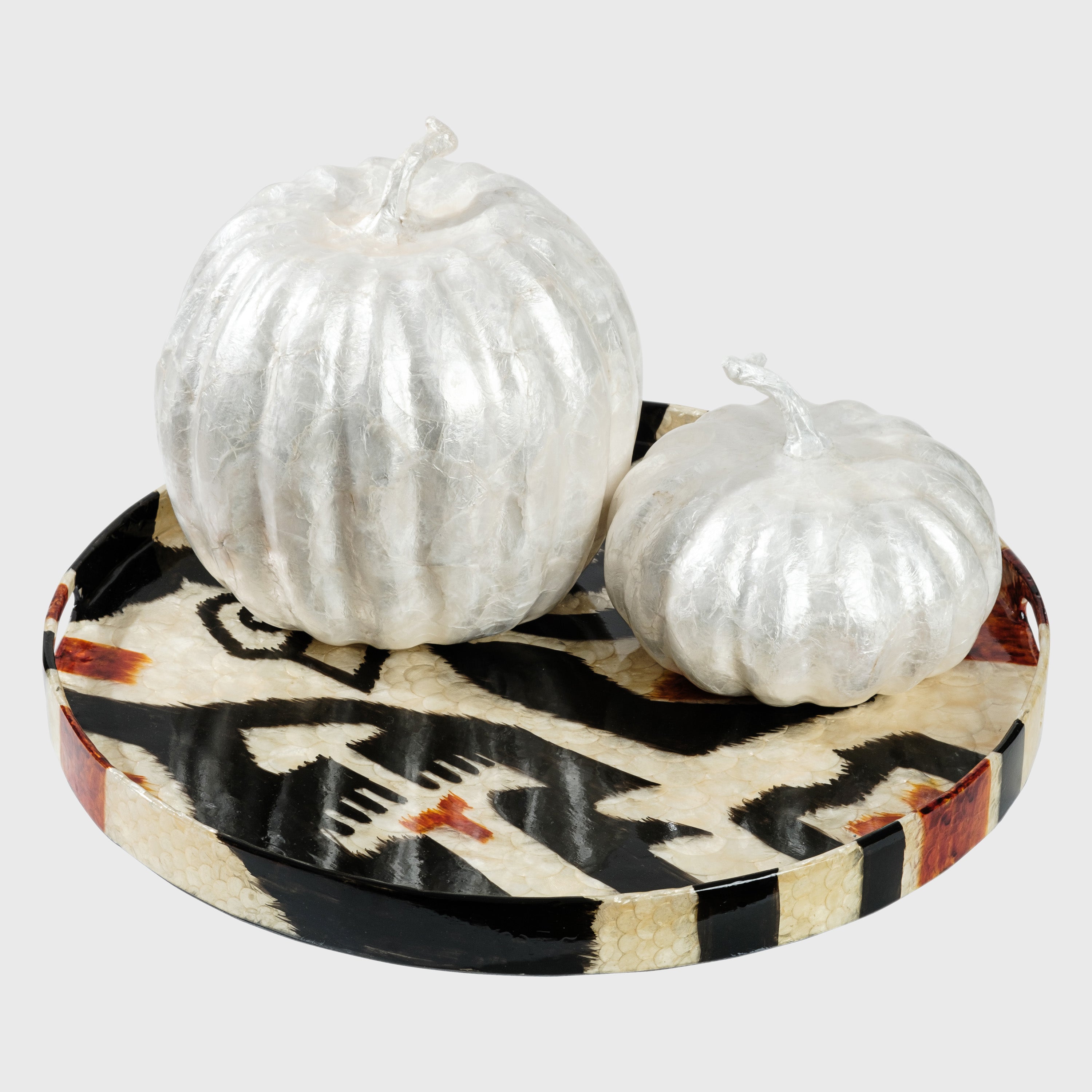 Extra large capiz ikat tray, black, LIMITED EDITION
